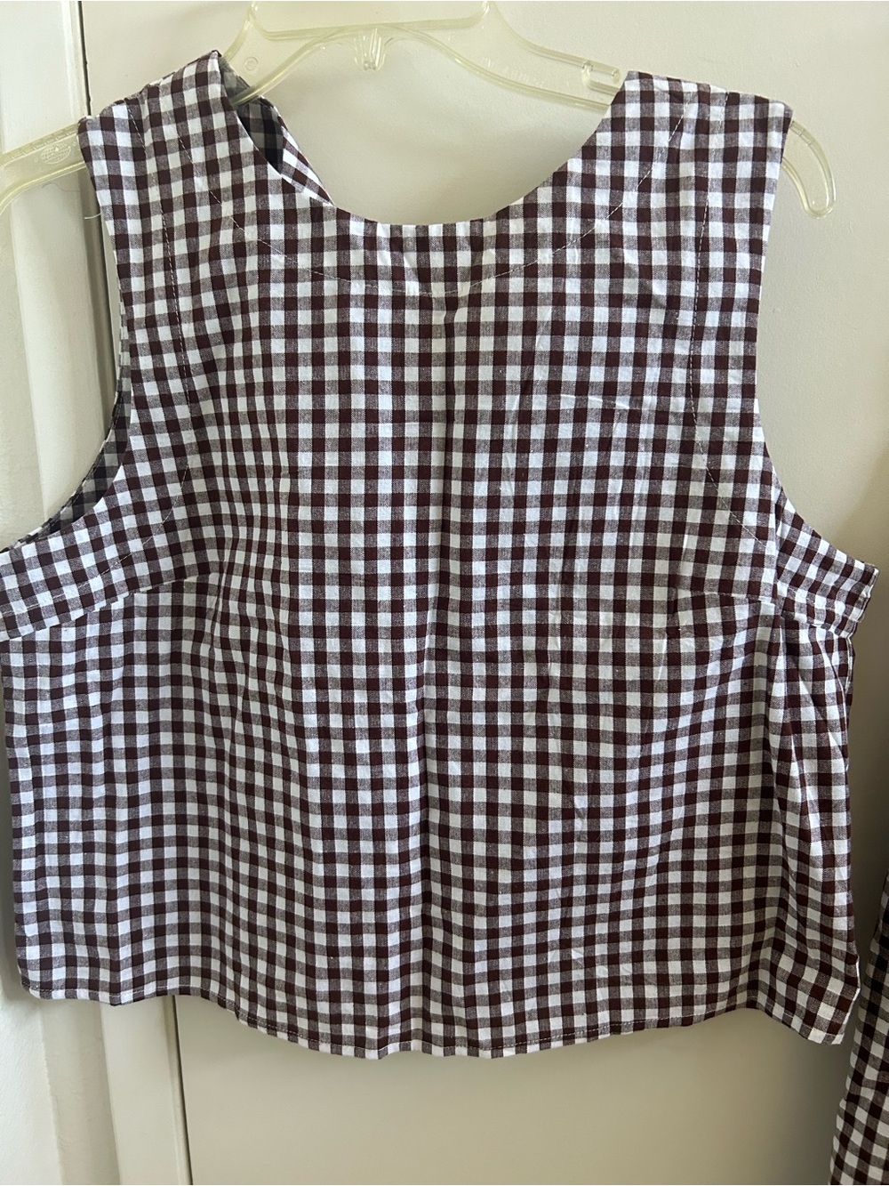 Classic Brown and White Gingham Maxi Skirt set